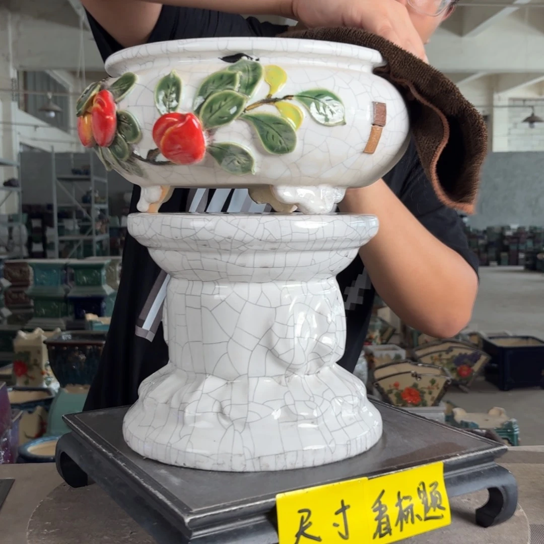 。一风堂石湾花盆 小黑点 内20*10高33