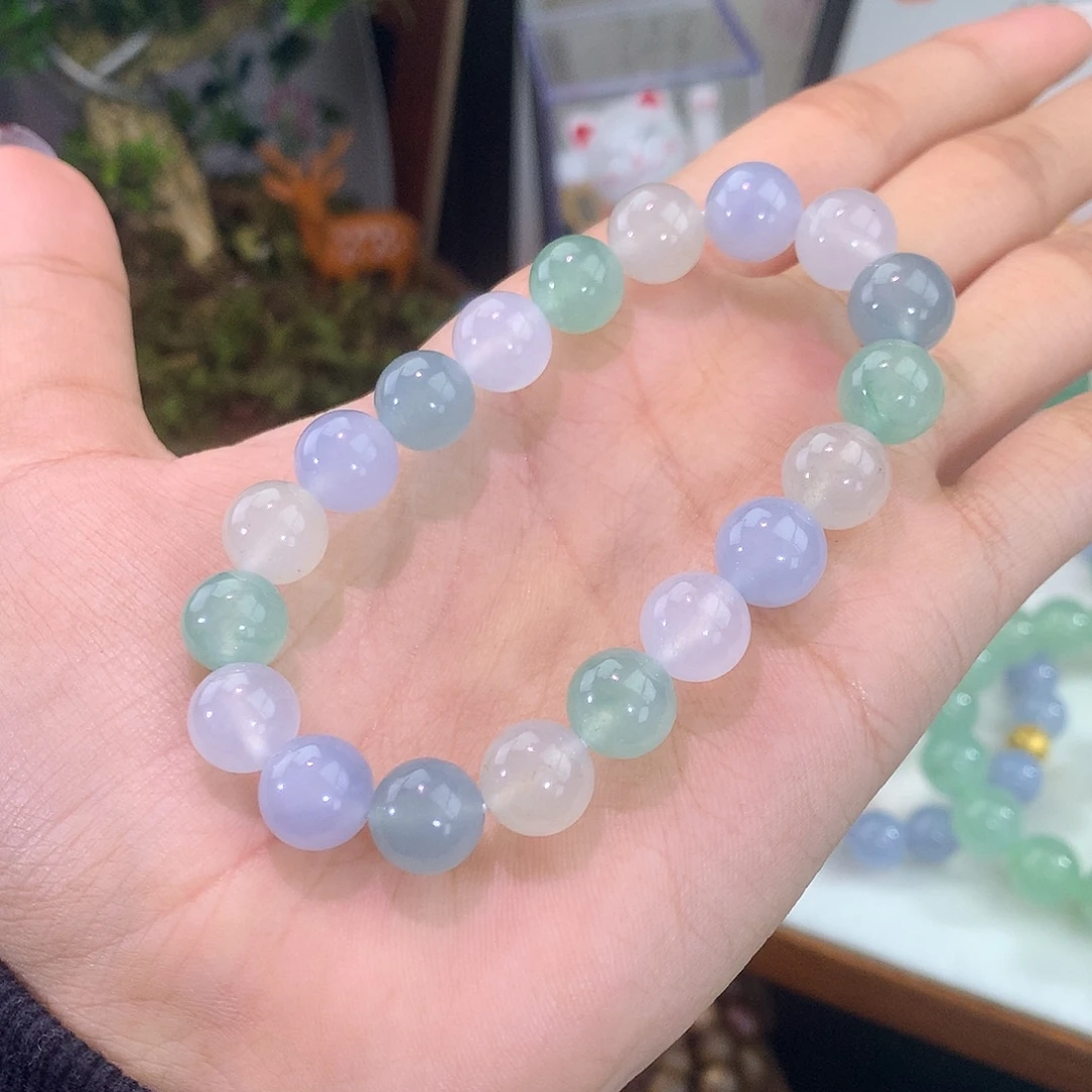 翡翠未镶嵌手链清冷感冰多宝手串