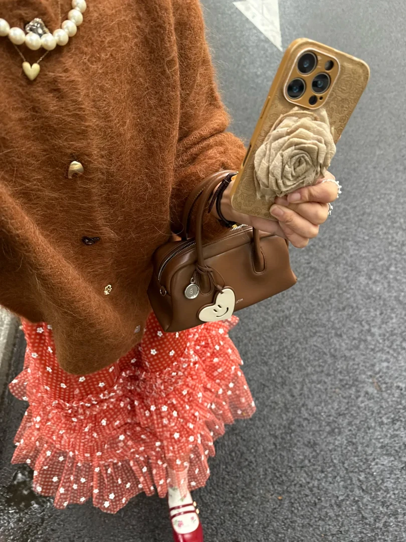 法式设计感气质针织衫圆领开衫上衣女2025秋冬新款显瘦半身裙套装