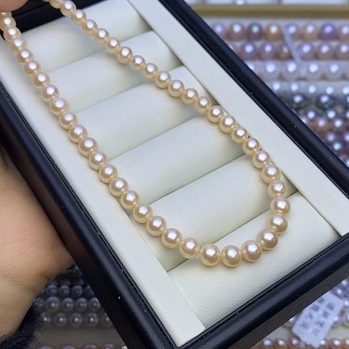 淡水珍珠项链未镶嵌奶油金 5.5-6