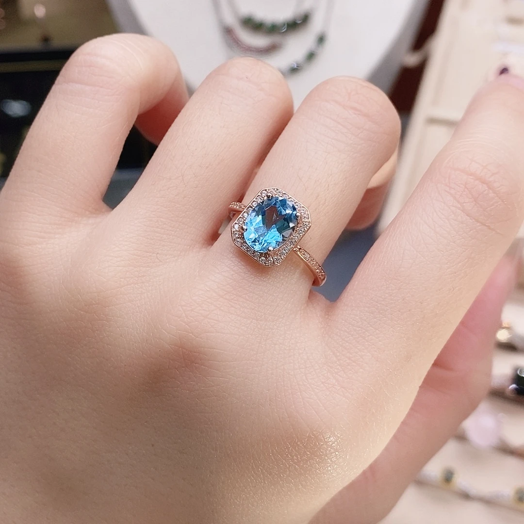 托帕石戒指银S925镶嵌戒指