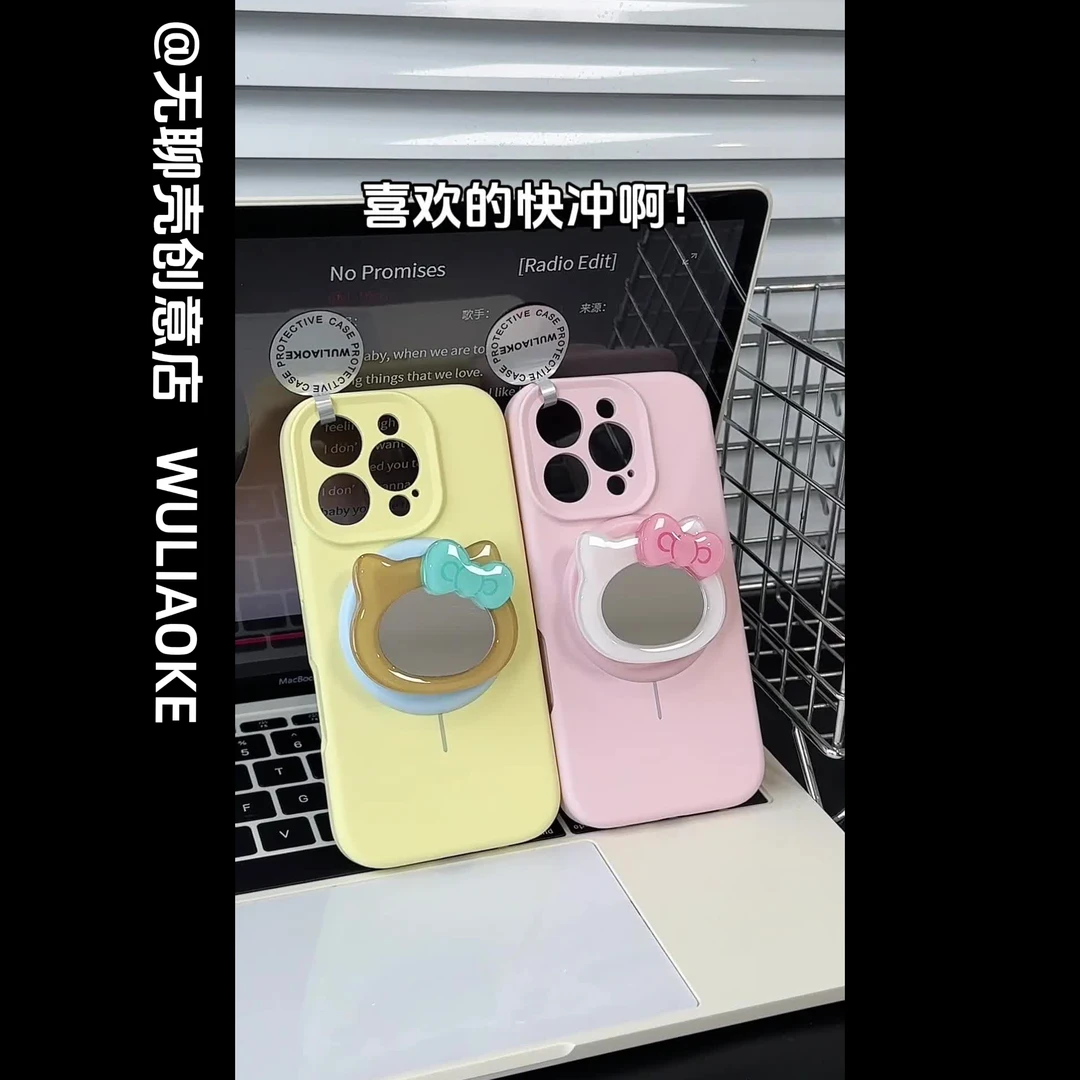 磁吸kt镜子液态硅胶一体ai按键适用苹果iPhone16promax手机壳