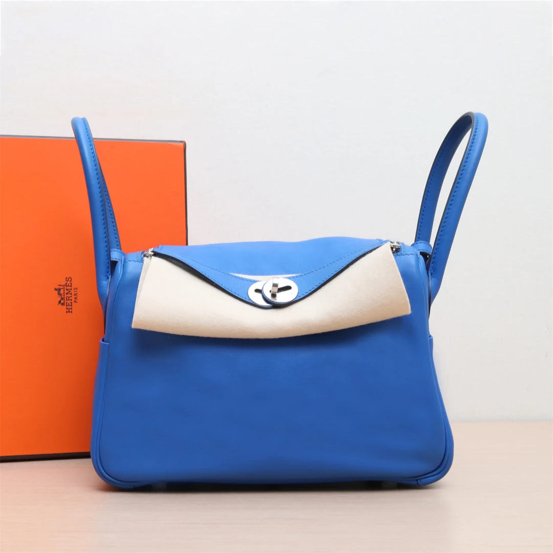 95新 Hermes/爱马仕 【小花念念】Lindy26 蓝 Swift皮 C刻包