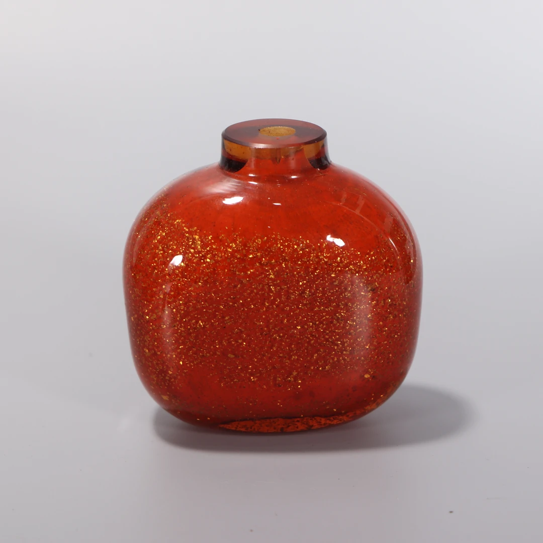 lot38  清代  料器内洒金母壶