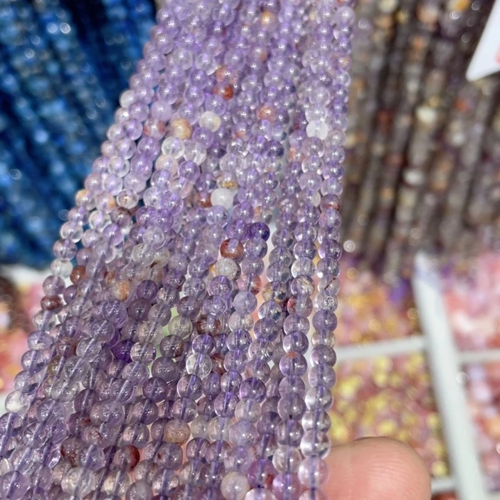 玛瑙/玉髓合金珠宝半成品一条4mm紫幽灵