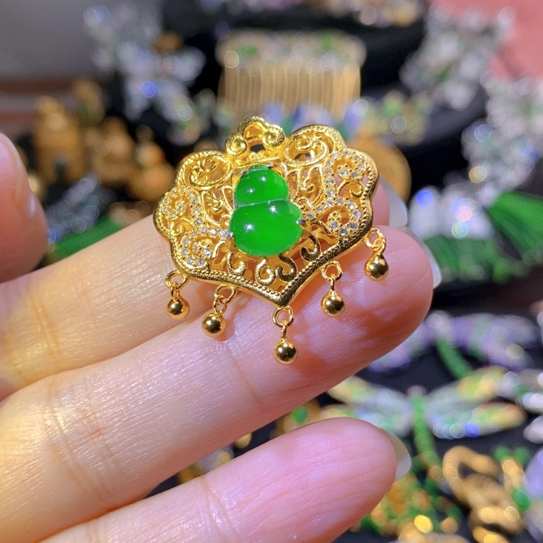 吊坠(不含链)银S925镶嵌翡翠