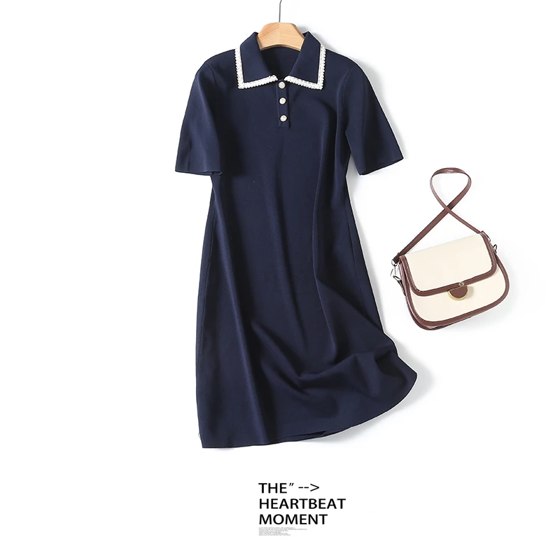 惊喜！门店29&9！行星连衣裙」凉感曲珠Polo领中长针织裙子Y00045