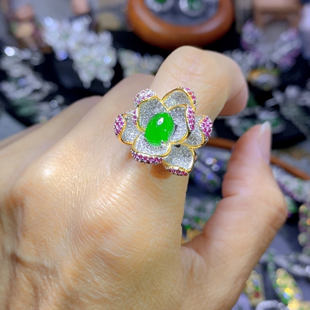 翡翠颈饰银S925镶嵌天然翡翠