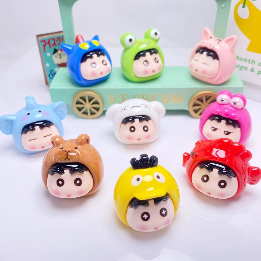 【直播拆】实色蜡笔小新网红创意车载办公室摆件可爱手工钥匙扣DIY