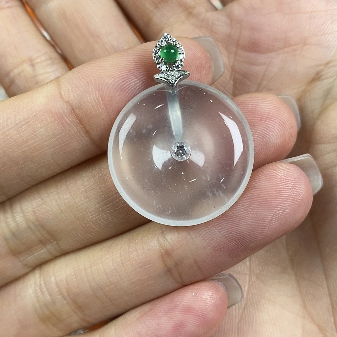 石英质玉吊坠银S925镶嵌