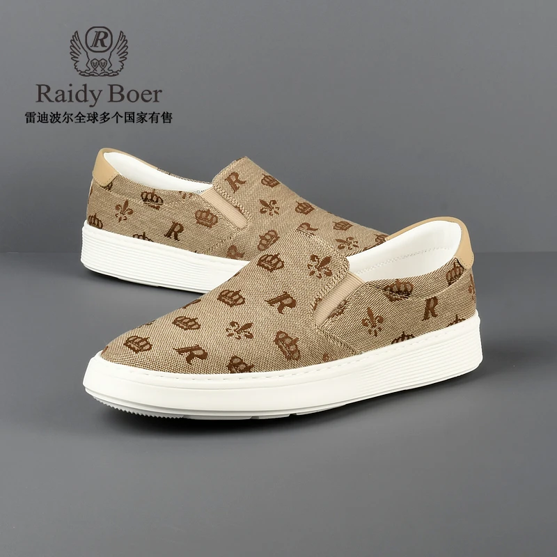 【提花面料】雷迪男鞋2025春季透气百搭休闲板鞋布鞋2018-09