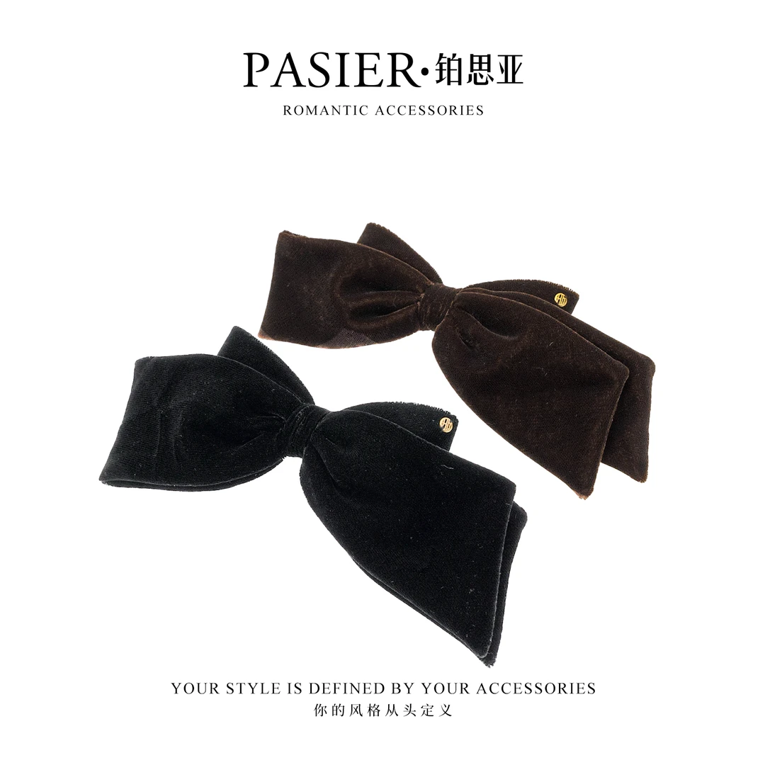 【双十一店庆】铂思亚 丝绒系列双层蝴蝶结 7厘米底夹弹簧夹CC1593
