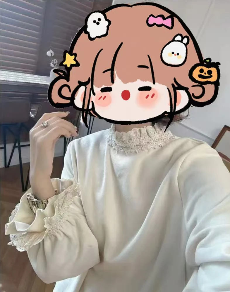 【宫廷绣花领打底】七月推荐加厚双面绒感面料显瘦百搭高级感打底