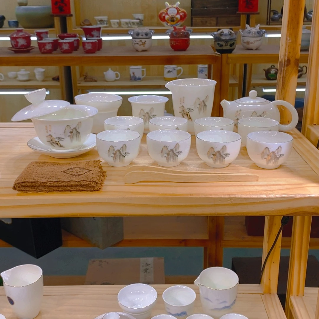 【不止】羊脂玉瓷茶具套装