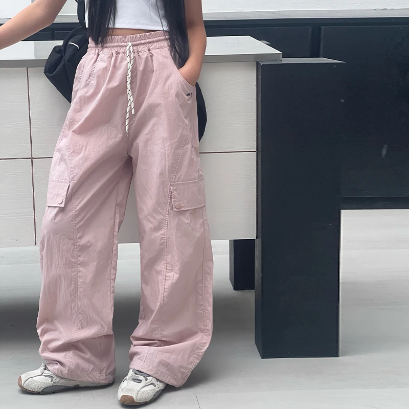 女童工装裤夏季薄款2025新款洋气爆款女童休闲防蚊透气直筒阔腿裤