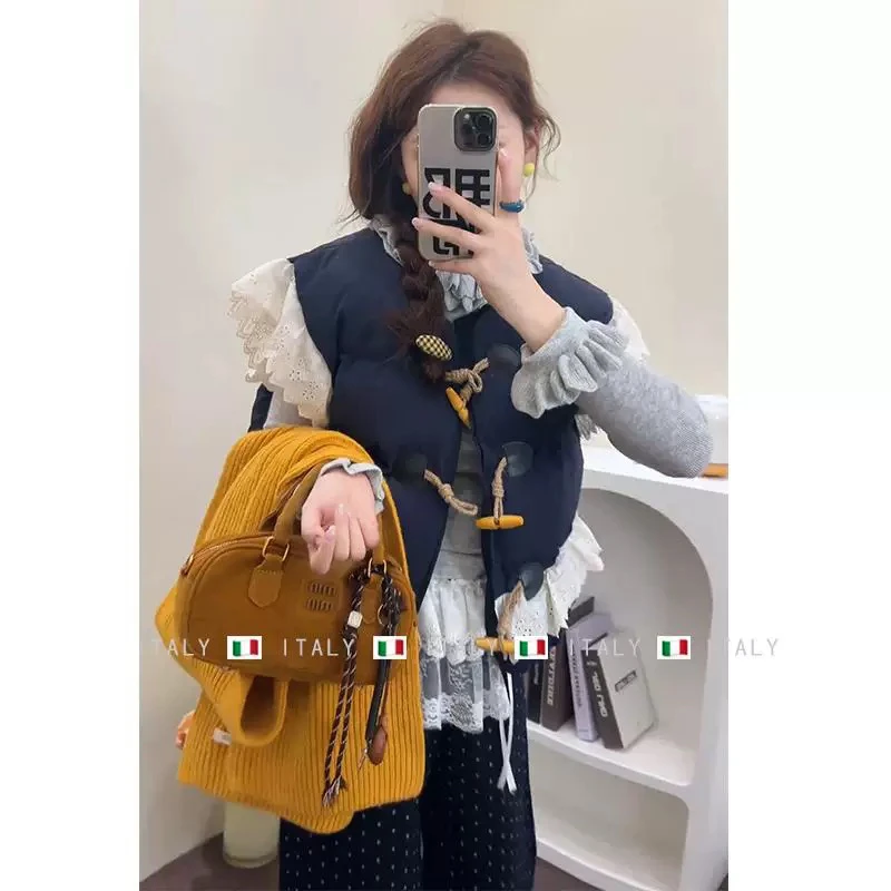 （韩智英）欧尼韩国东大门马甲女外穿2024秋冬新款蕾丝拼接C272