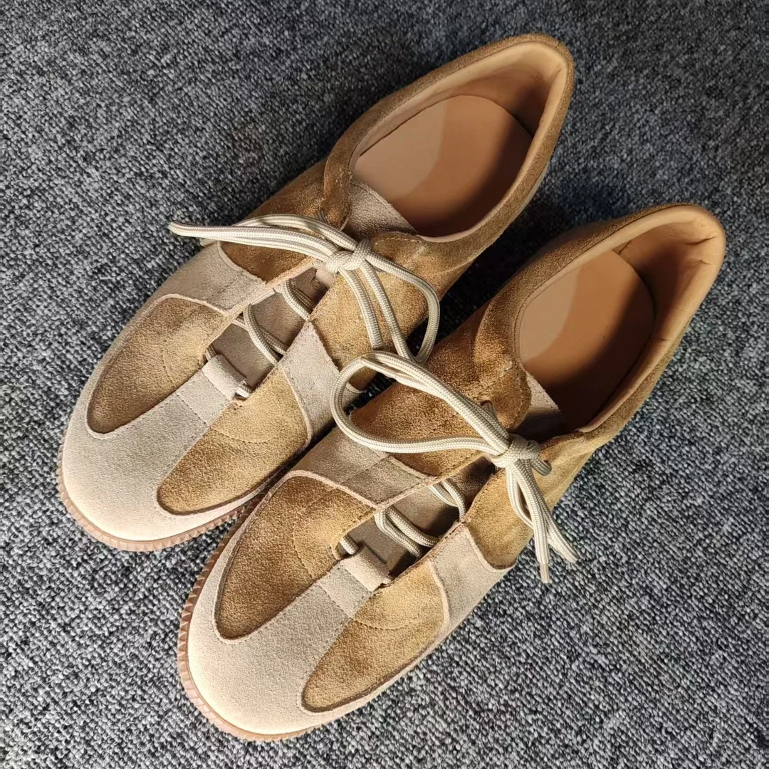 轻质休闲胶粘复古平底春季休闲板鞋单鞋圆头休闲鞋低帮德训男鞋