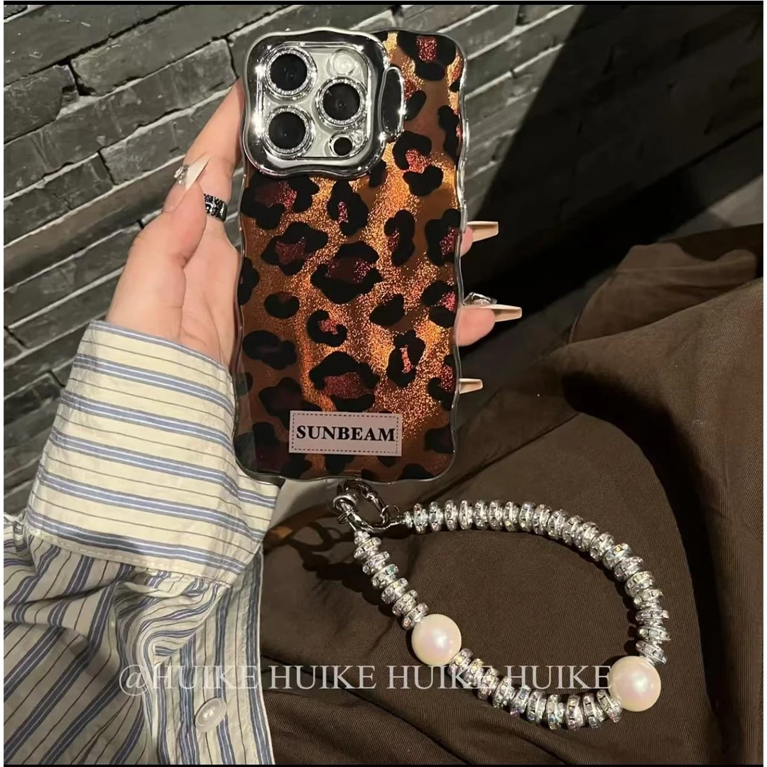 ins豹纹镜面膜全包适用苹果16手机壳iphone15/14/13promax支架12