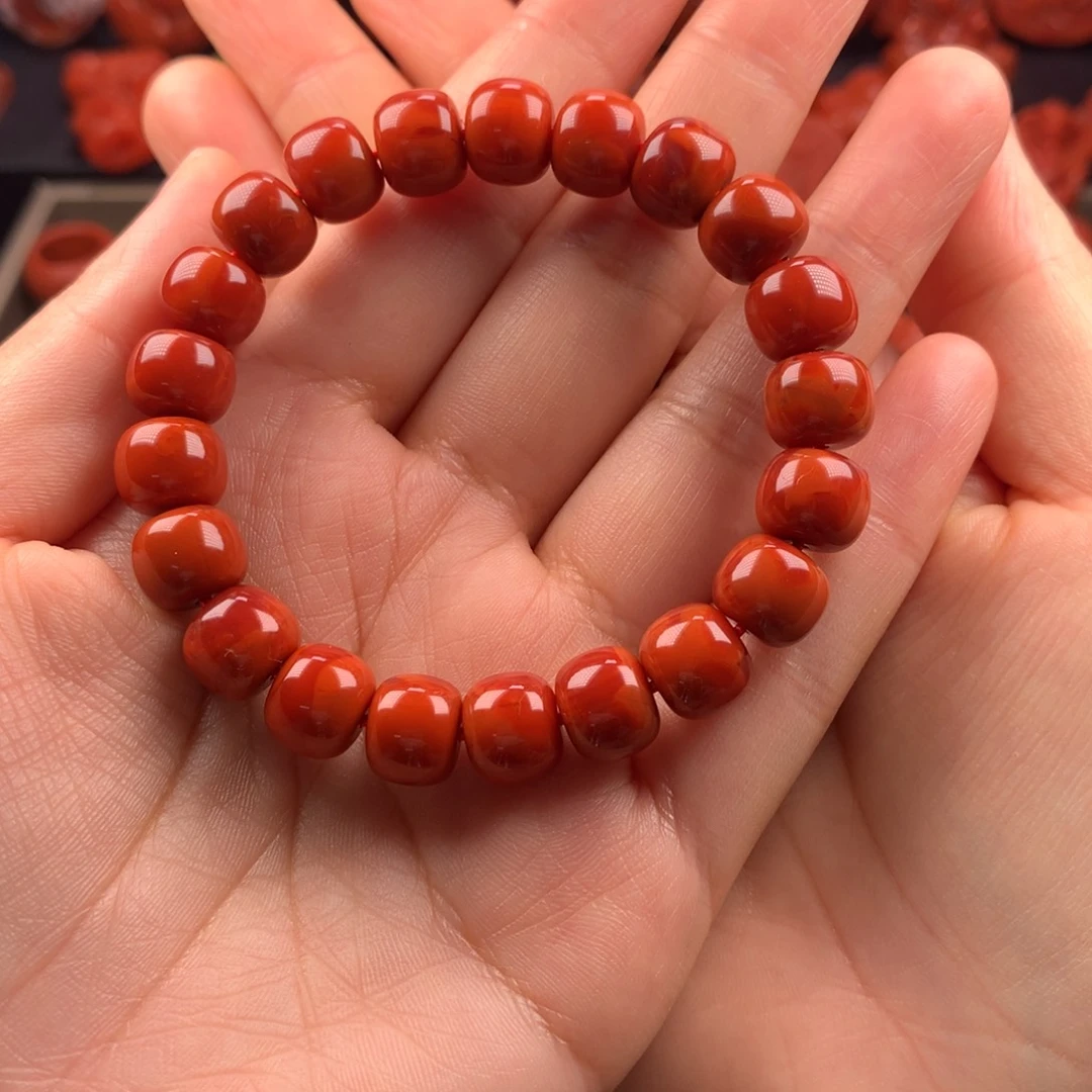 南红玛瑙老型火焰纹手串10mm+未镶嵌