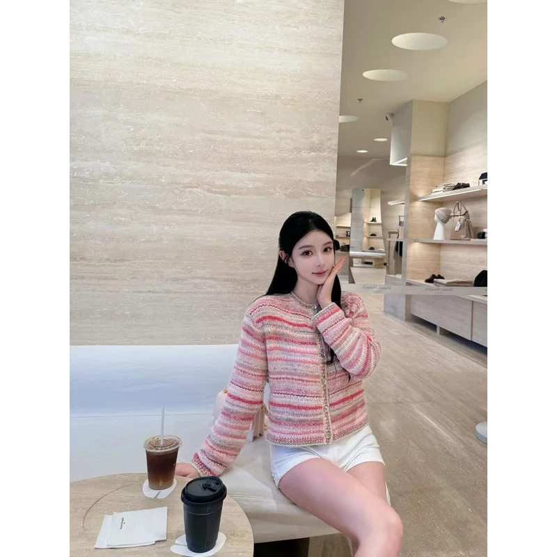 ICC 粉色混纱线长袖针织衫 气质 轻奢 名媛 -3191