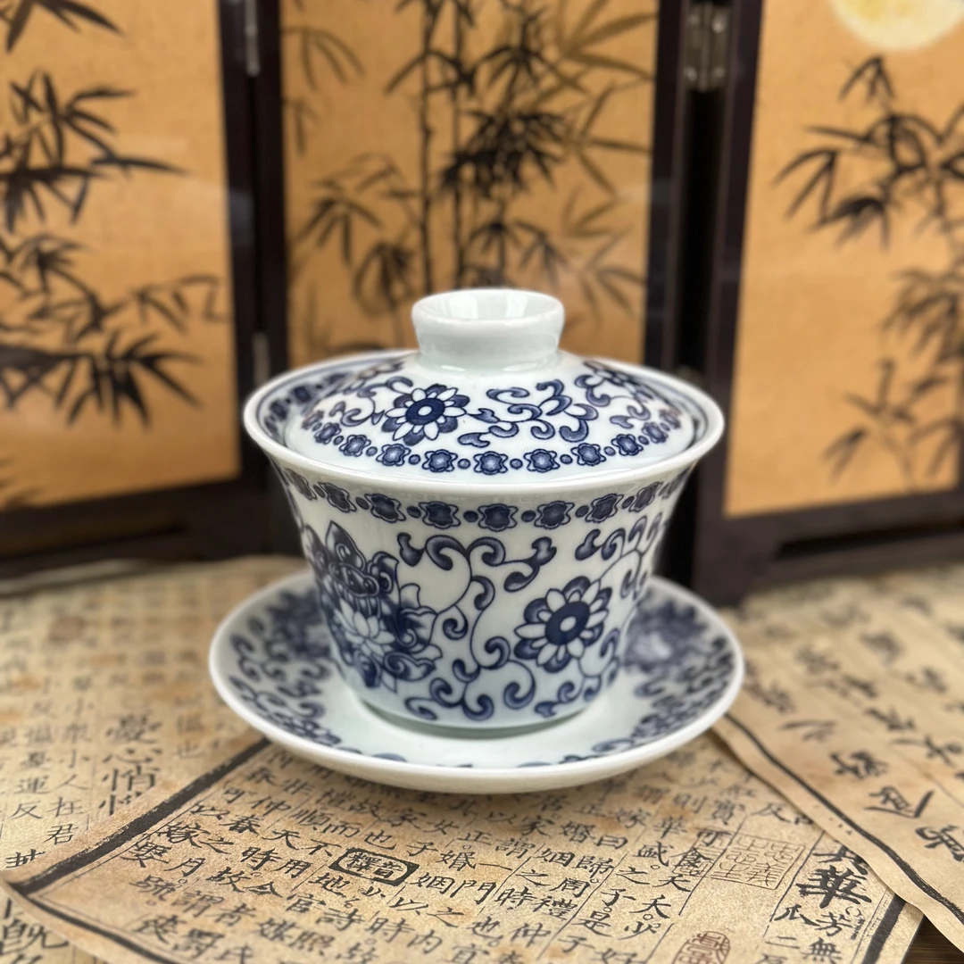 缠枝莲（兰）三才盖碗@ZHZ079