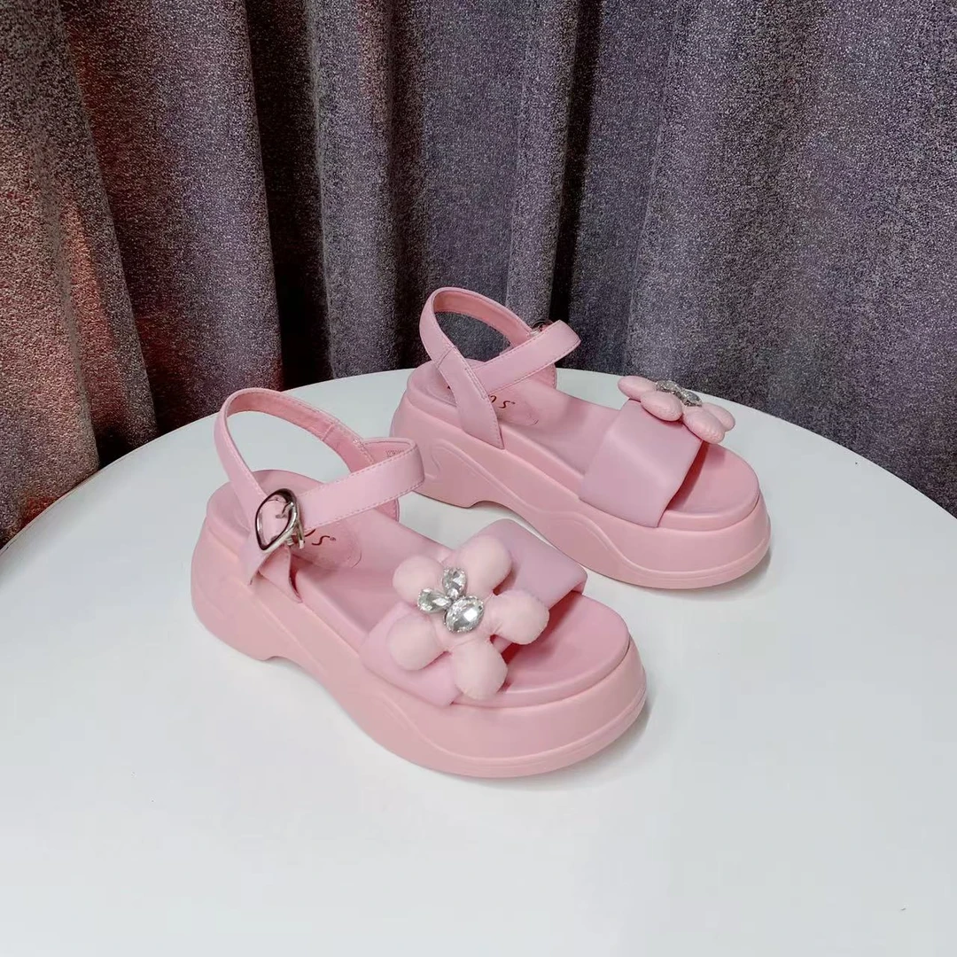 C6048   粉色  新款夏季2025新款舒适厚底女休闲凉鞋