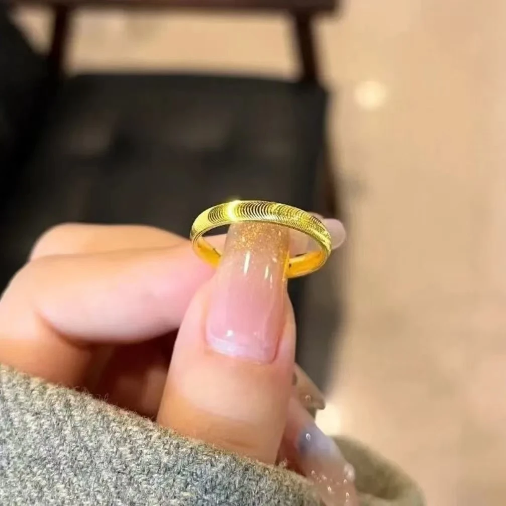 钛钢戒指 钛钢戒指爆闪猫眼素圈波纹戒指闭口设计简约轻奢指环
