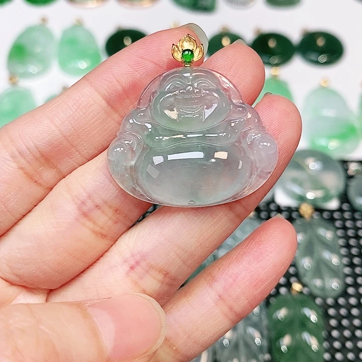 翡翠吊坠(不含链)18K金镶嵌