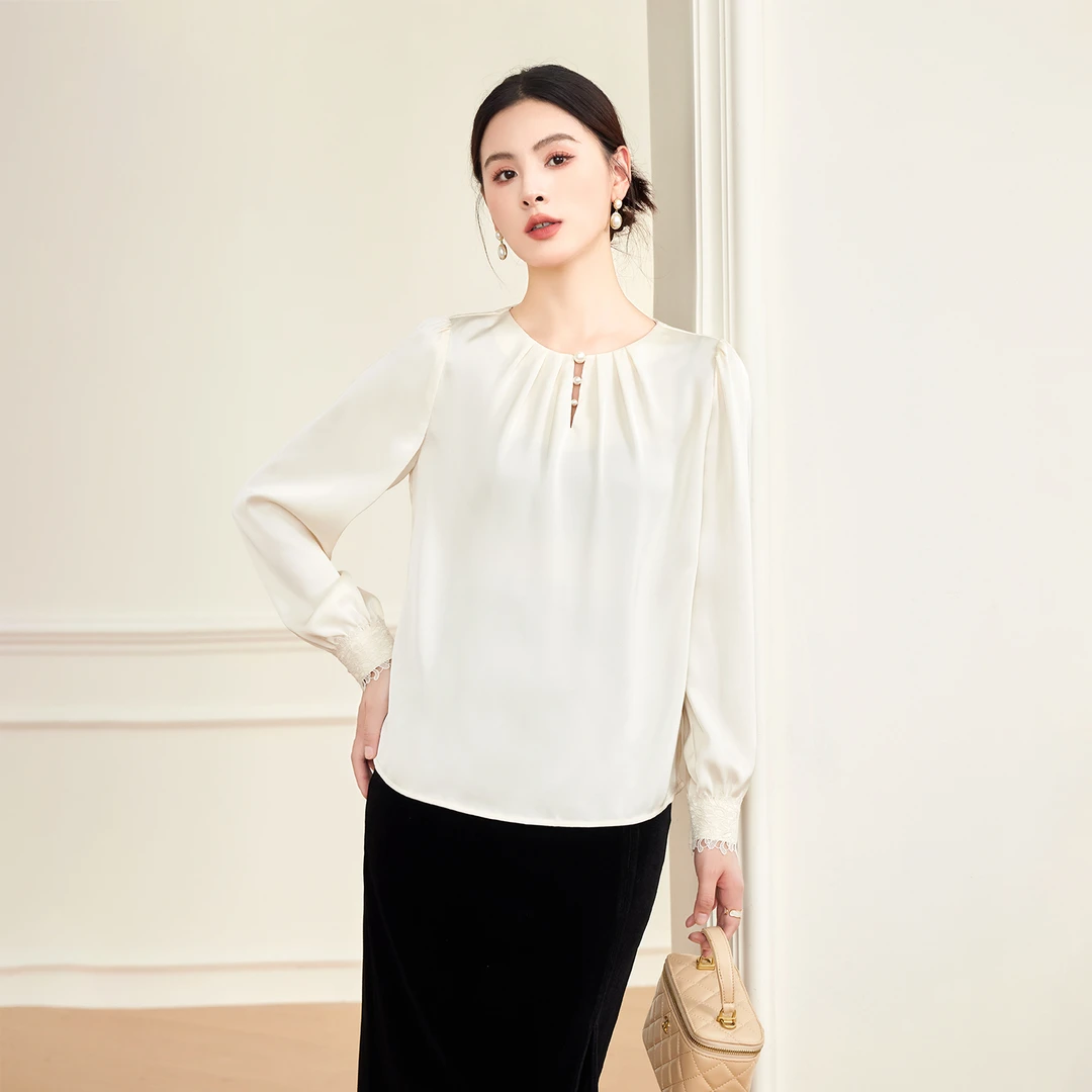 【春季新款】法式轻奢设计感气质优雅洋气百搭圆领小衫AQ2844衣长64