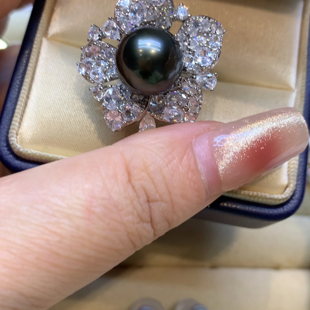 银S925镶嵌戒指海水珍珠