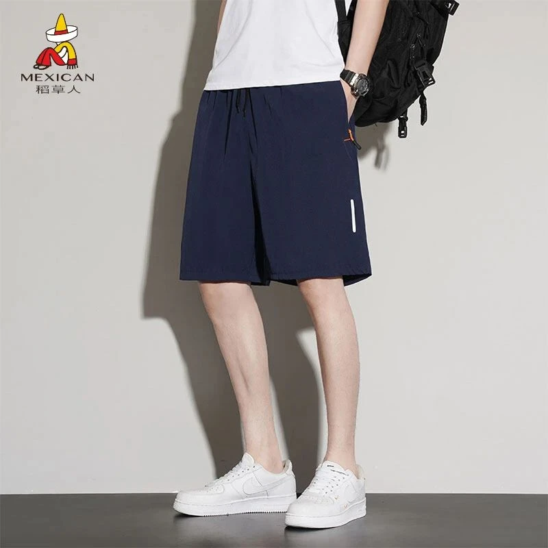 稻草人休闲冰丝短裤男女士夏季薄款五分裤运动宽松透气休闲五分裤