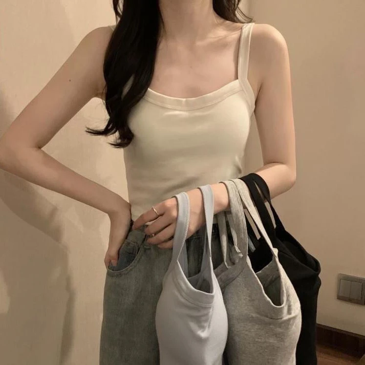 纯棉新款胸垫背心女胸一体修身美背吊带女夏薄款搭外内衣外穿抹胸