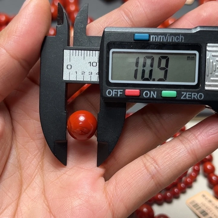 南红玛瑙未镶嵌手串10.9mm柿子锦圆珠