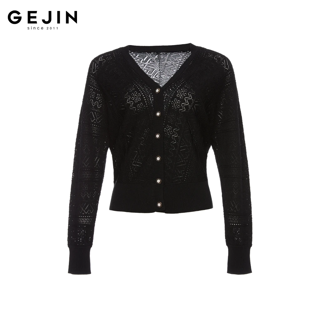 GEJIN/歌锦2025春季春款轻奢时尚气质针织镂空针织衫91325901321