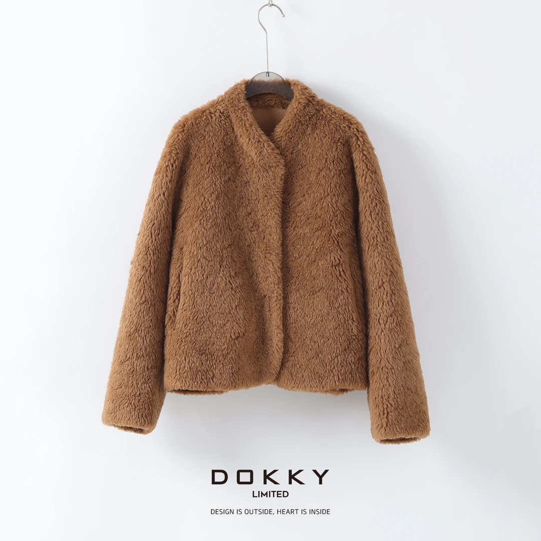 【限量尖货.小宋佳.紫标】DOKKY软糯绵羊毛.气质高级羔羔毛按扣外套