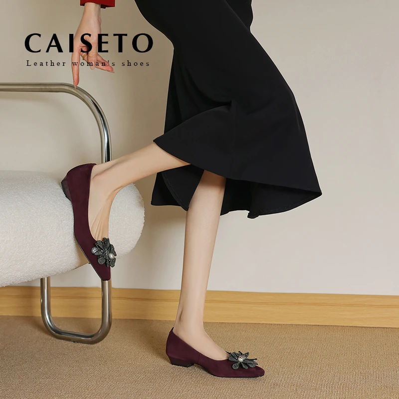 头层羊皮/3cm/新款时尚百搭低跟显瘦单鞋浅口真皮软底女鞋25D055