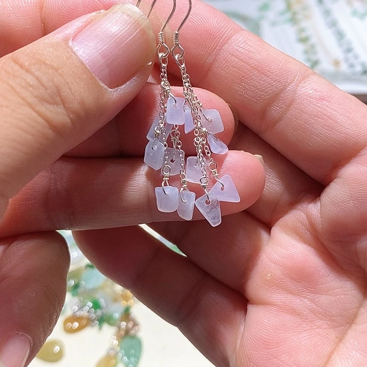 翡翠银S925镶嵌耳饰26 ｝