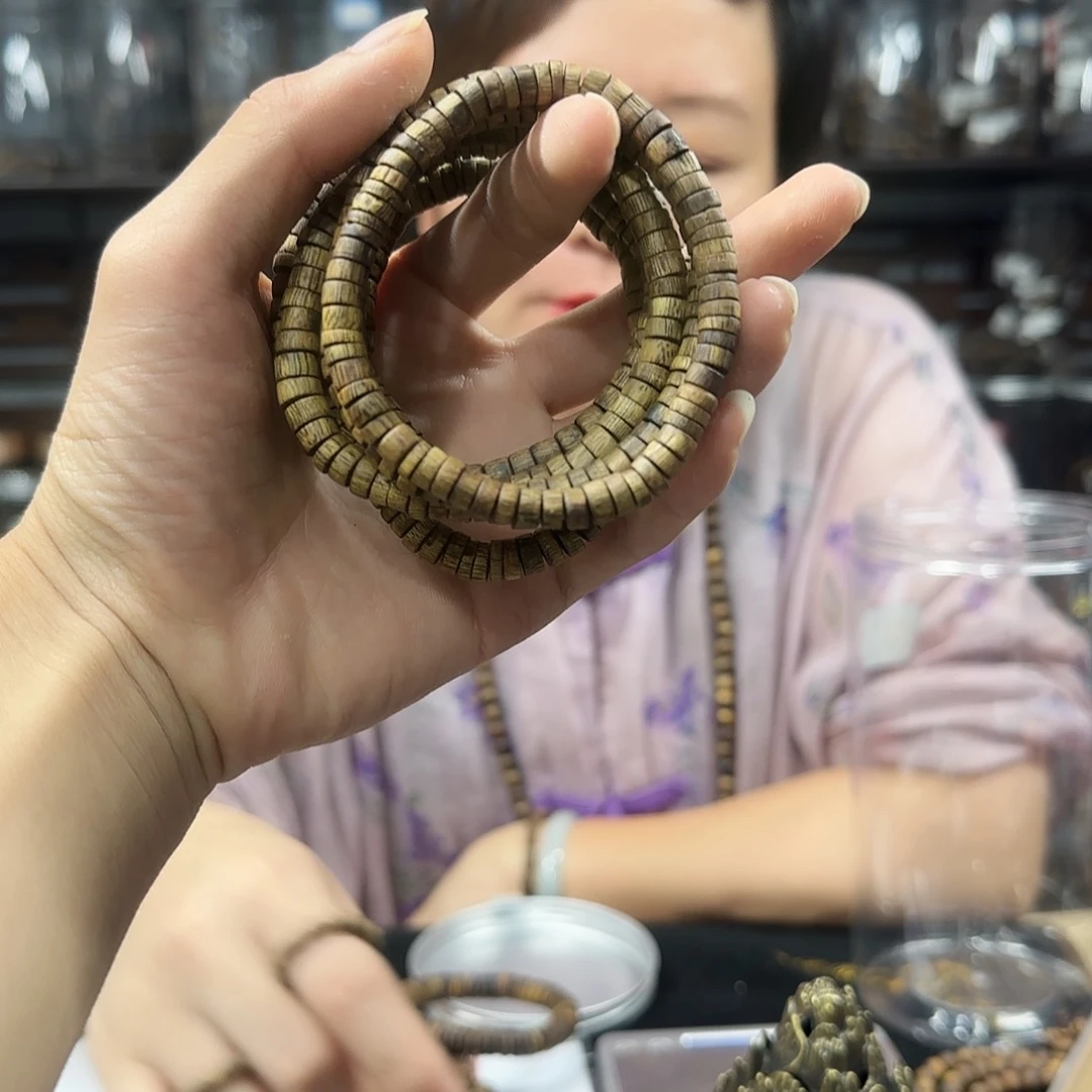 沉香手串奇楠沉香片片珠单圈多样性发一