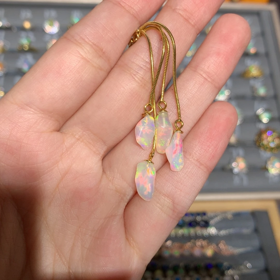 银S925镶嵌欧泊欧泊耳饰y