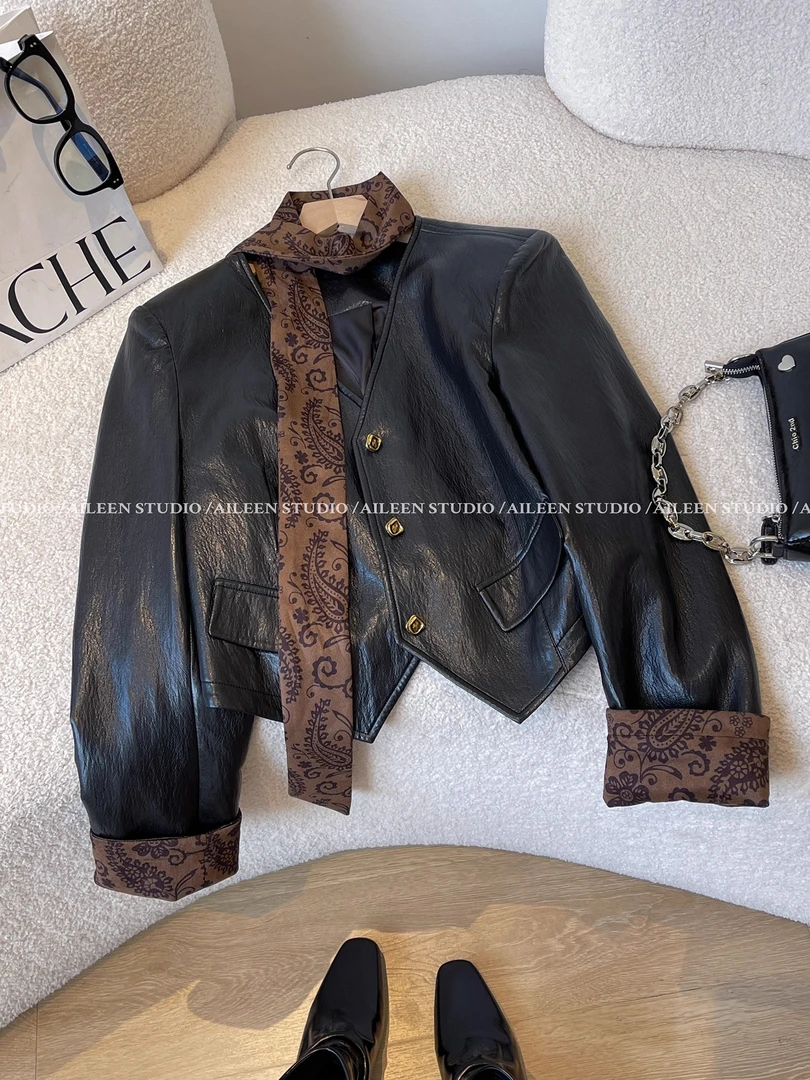 皮衣外套女短款2025秋装新款设计感小众气质高级感洋气皮夹克上衣