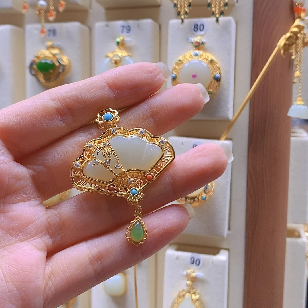 和田玉银S925镶嵌颈饰