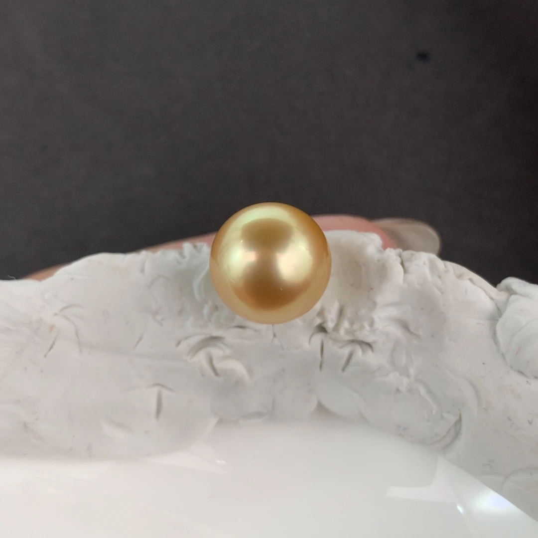 未镶嵌裸珠定制海水珍珠南洋金珠浓金色11-12mm