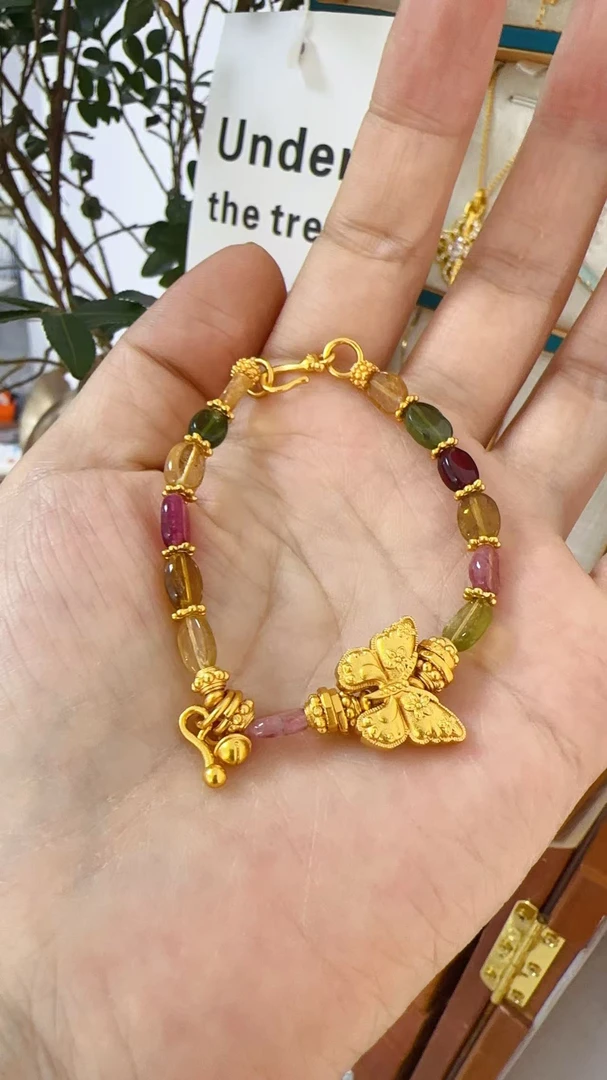 铜合金手链 SQ思岐新中式-多彩玺玺珠蝴蝶手链6027