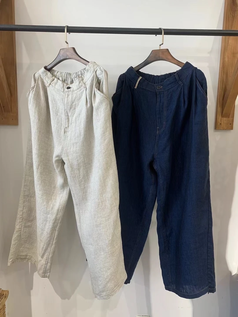 100%亚麻~A893~日常舒适 慵懒松弛感休闲梨形身材友好 宽松阔腿裤