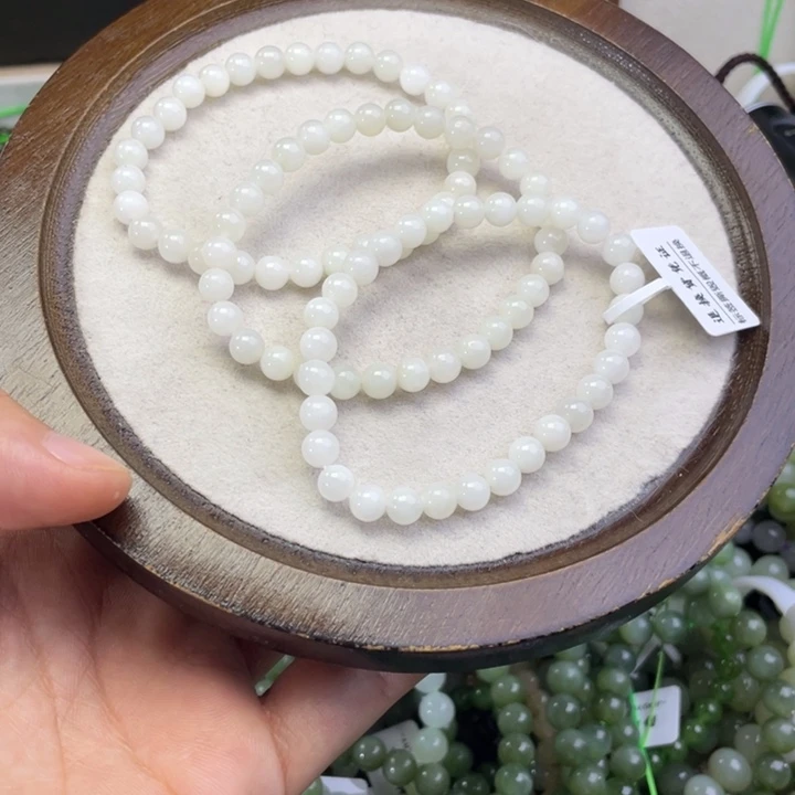 和田玉未镶嵌手链白玉6mm多样性发一