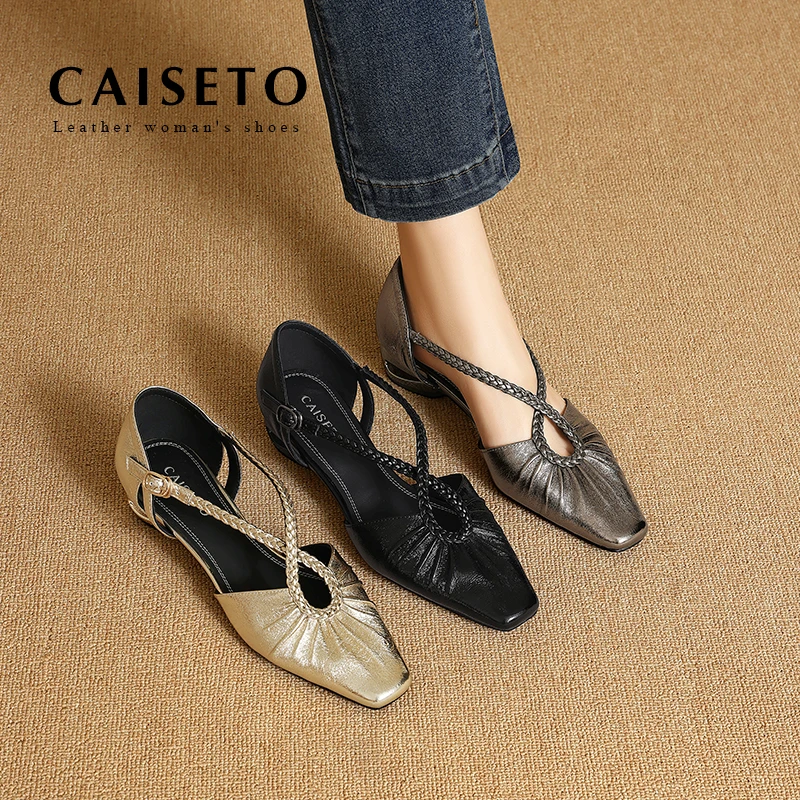 羊皮/3.5cm复古罗马风编织包头后绊带女夏季粗跟凉鞋25XL116