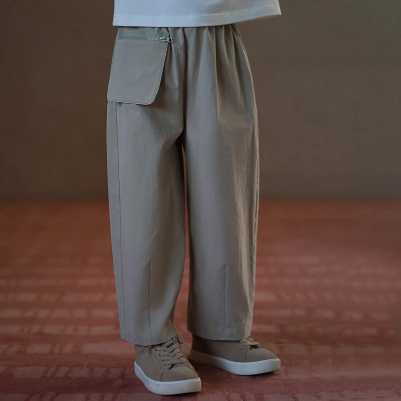 哈齿童装春秋儿童休闲长裤卡其直筒裤亲肤全棉男童女童工装裤洋气