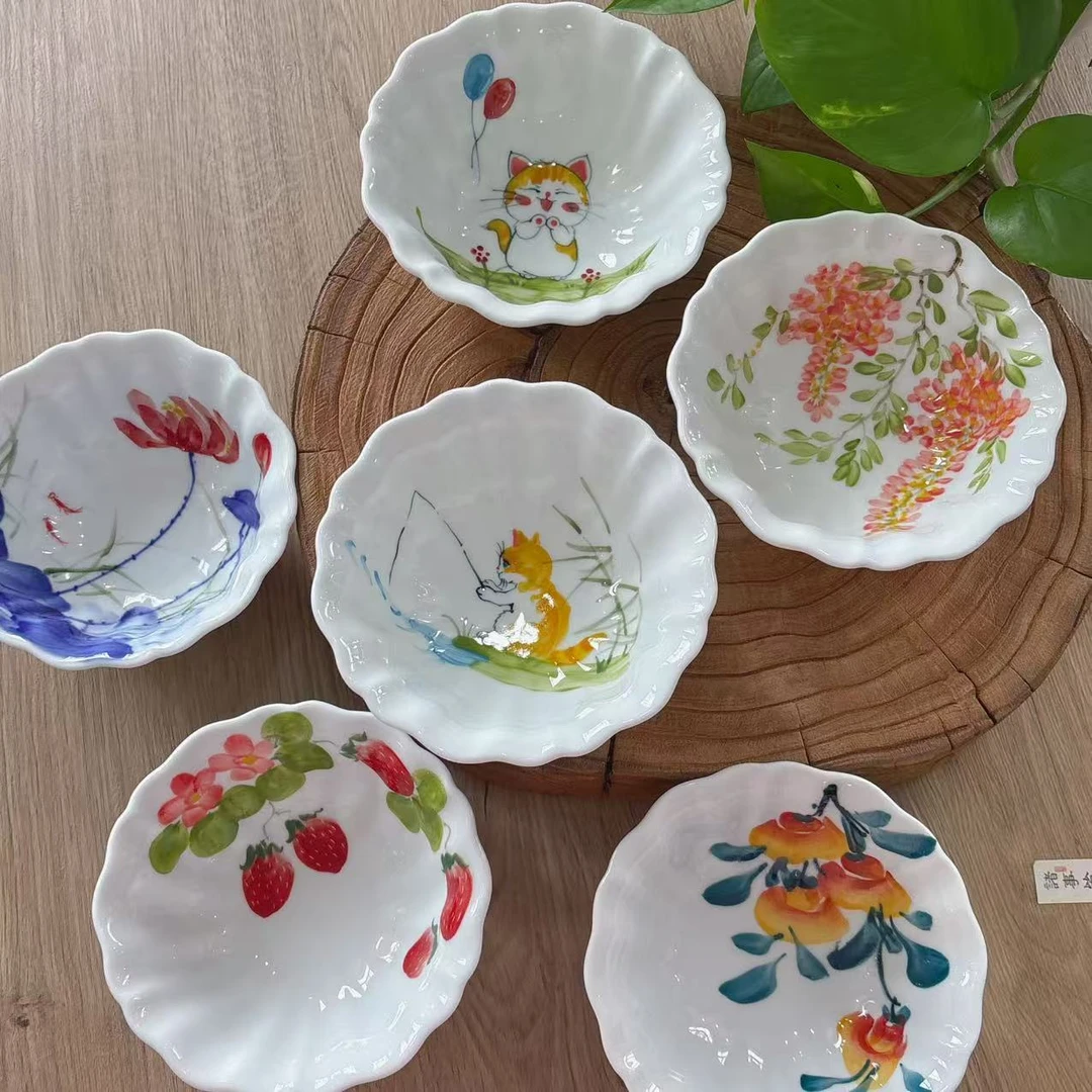 花边碗景德镇高温陶瓷食品级手绘釉中彩高颜值可爱餐具创意饭碗