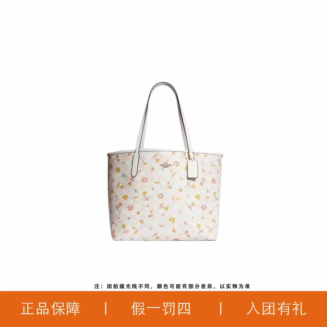 95新 COACH/蔻驰 蔻驰冰川印花托特包/E5127/33X29X16