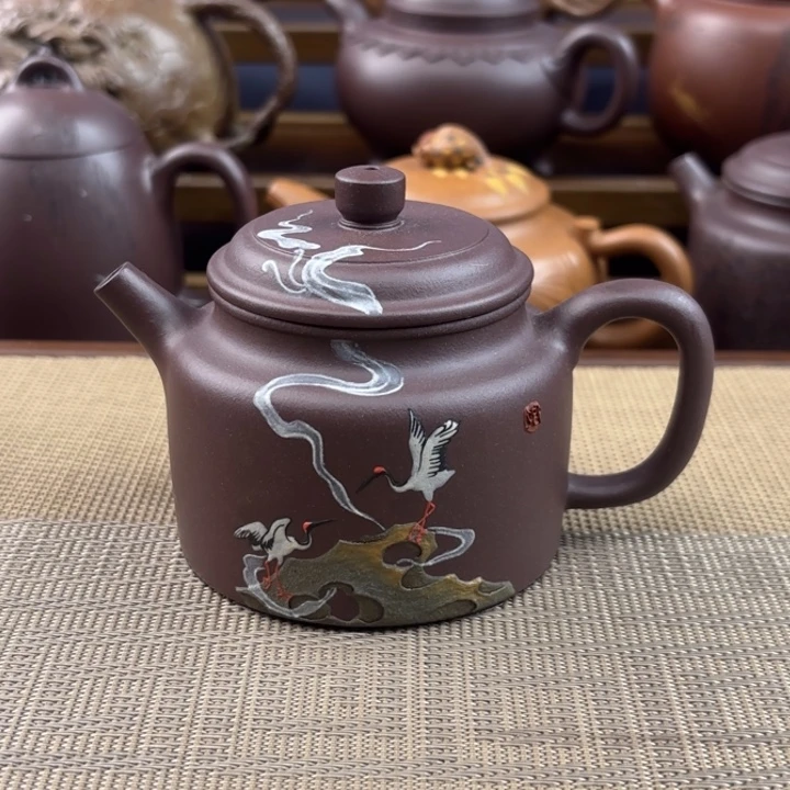 紫砂茶壶德钟原矿天青泥绘